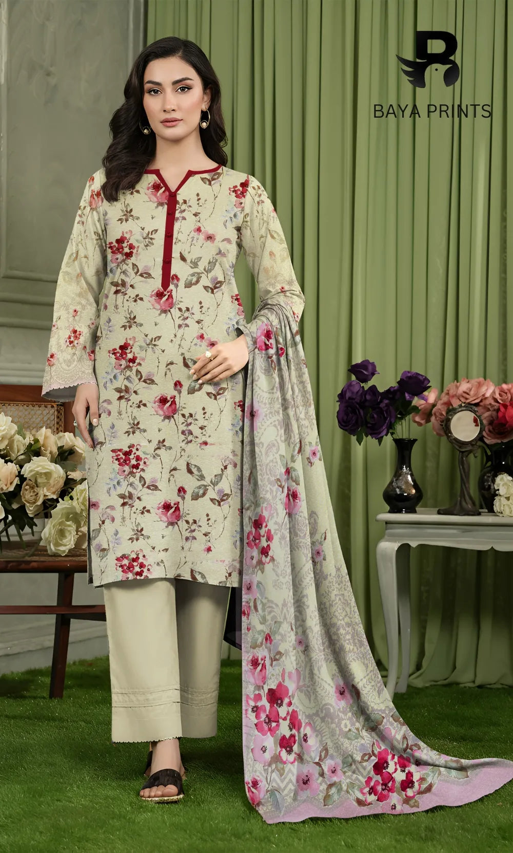 3 Piece Unstitched Karandi Suit BA-V10-3