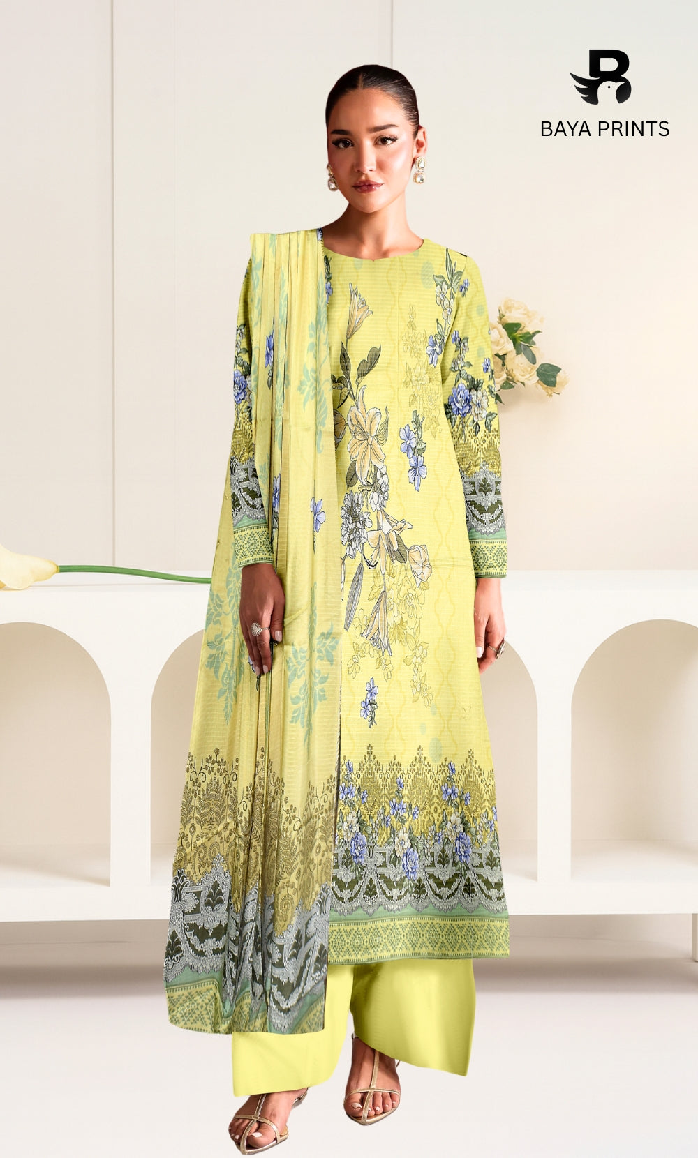 3 Piece Unstitched Printed Doria Viscose Suit  - BA-V2-005