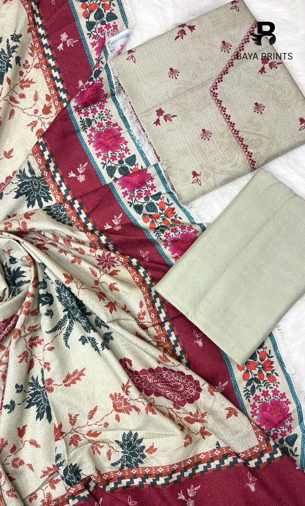 3 Piece Unstitched Karandi Suit BA-V5 005