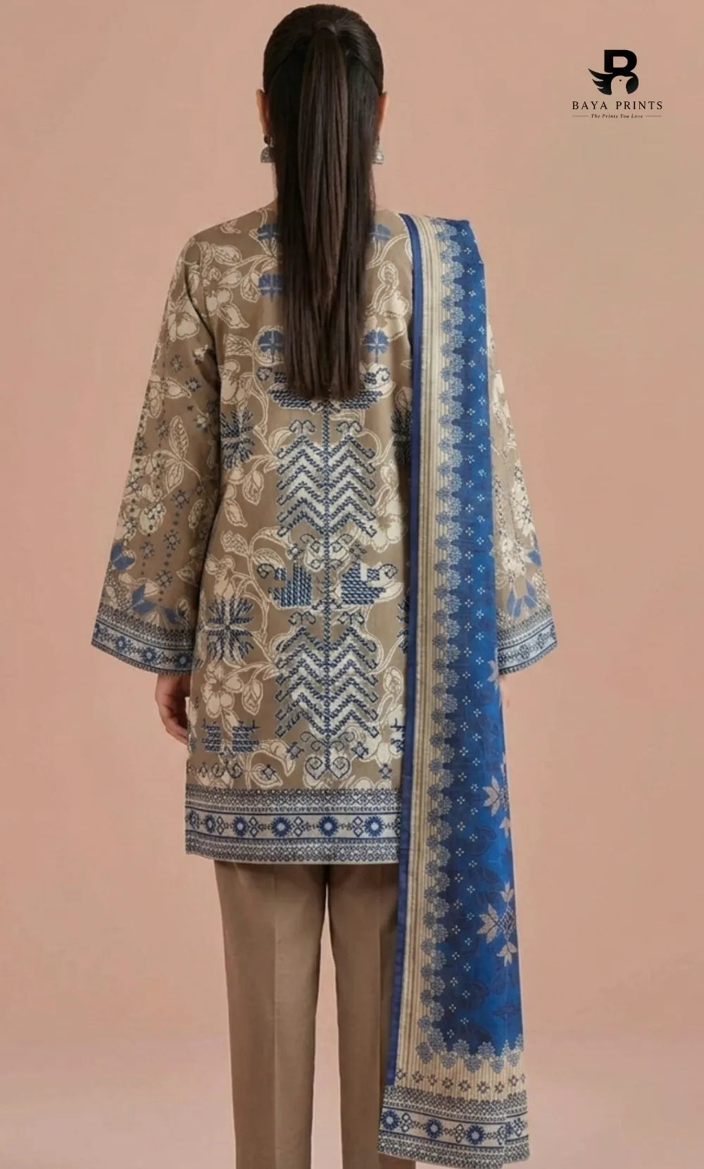 3PC Printed Lawn | Unstitched | M.B |V-2