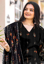 3 Piece Unstitched Printed Viscose Suit With Bamber Chiffon Dupatta - BA-V1-008
