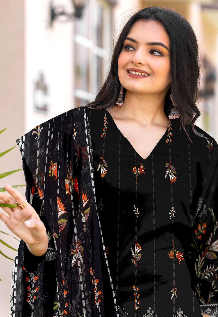 3 Piece Unstitched Printed Viscose Suit-BA-V1