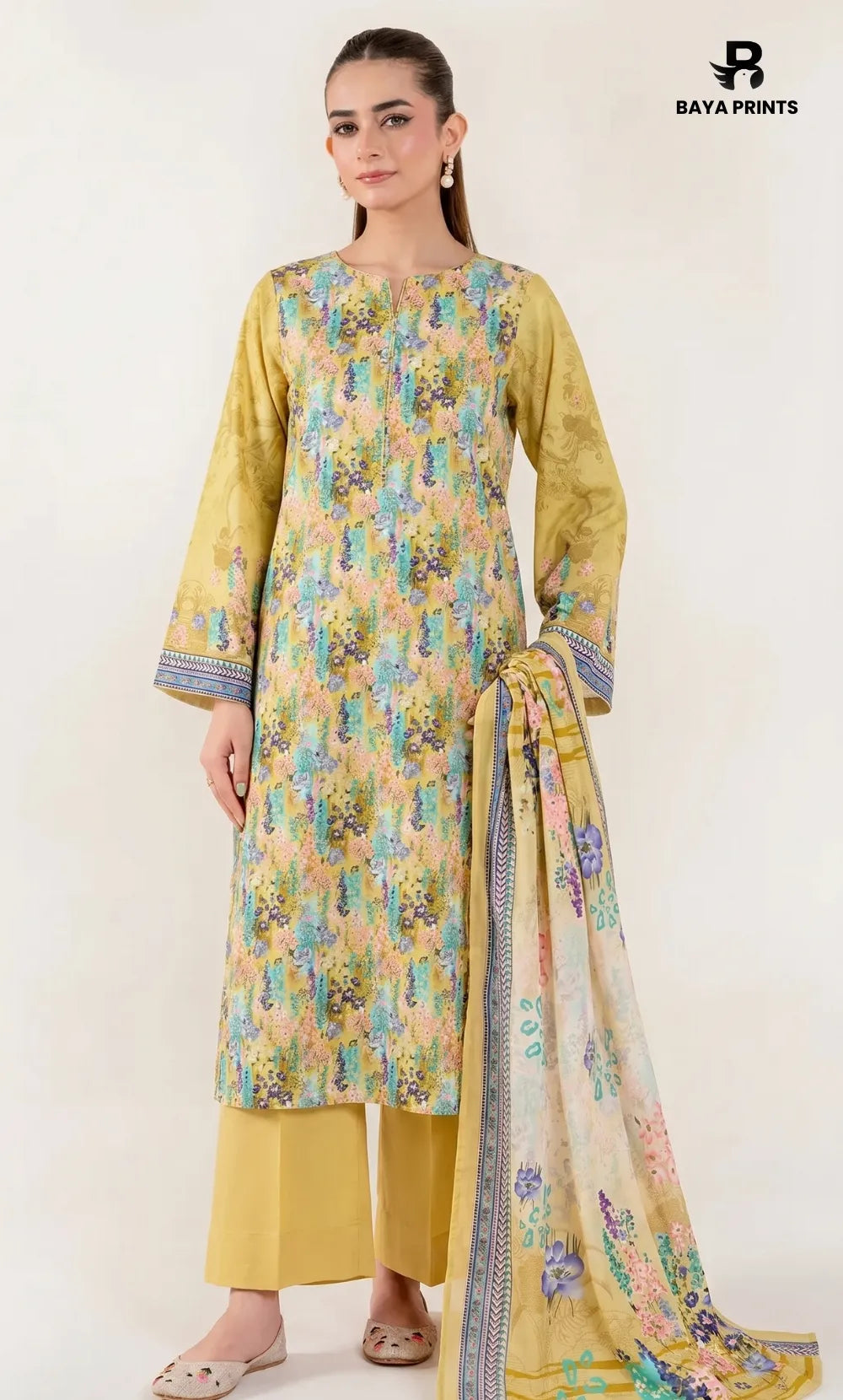 3PC Printed Lawn | Unstitched |  Ethnic by Bayaprints