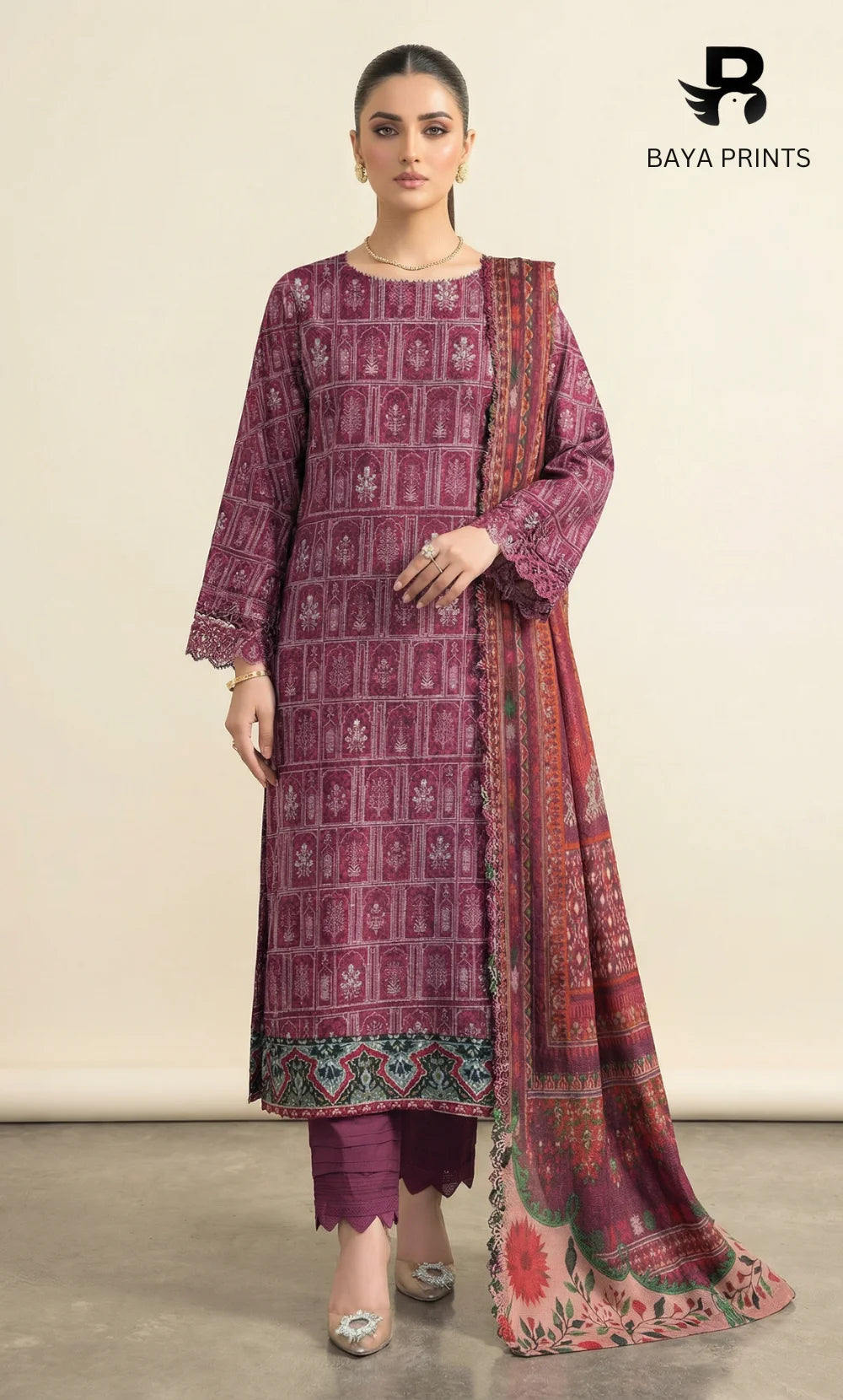 3 Piece Unstitched Karandi Suit BA-V8-14