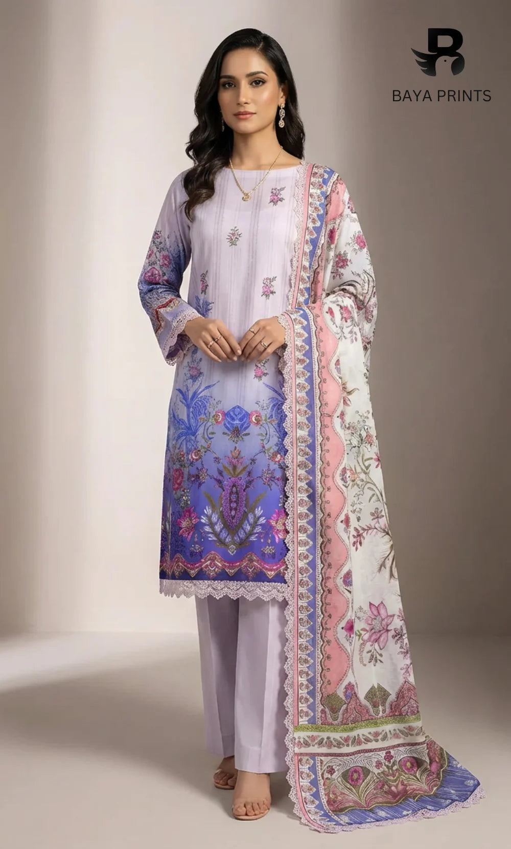 3 Piece Unstitched Karandi Suit BA-V5 007