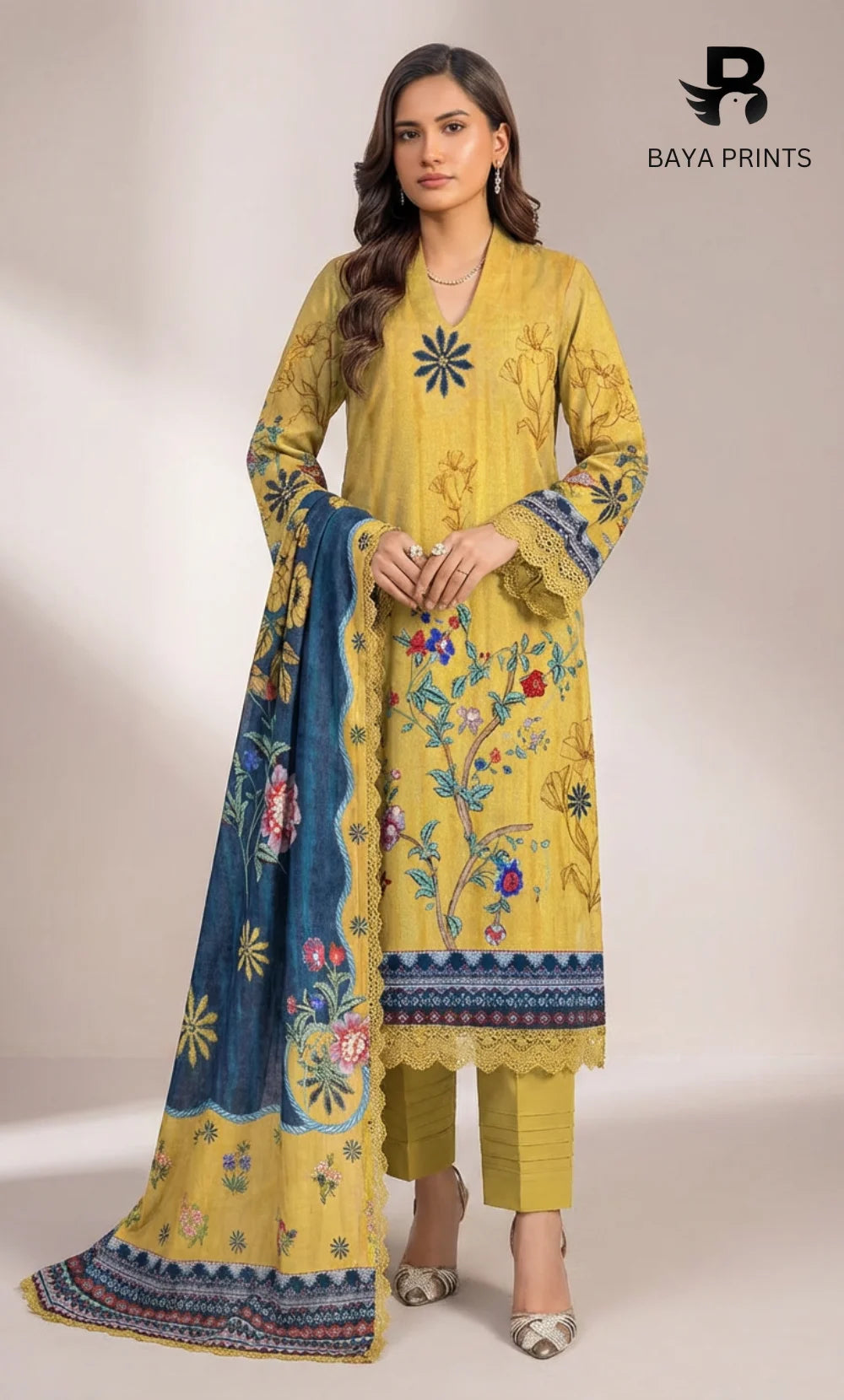 3 Piece Unstitched Karandi Suit BA-V6 006