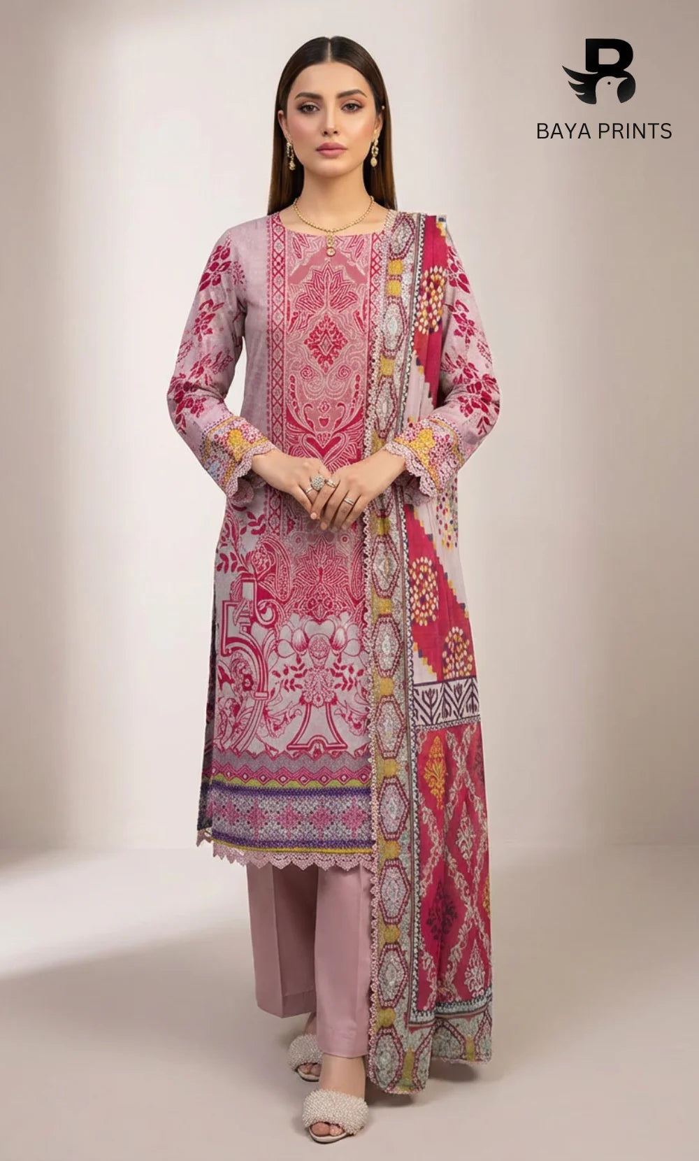 3 Piece Unstitched Karandi Suit BA-V6 004