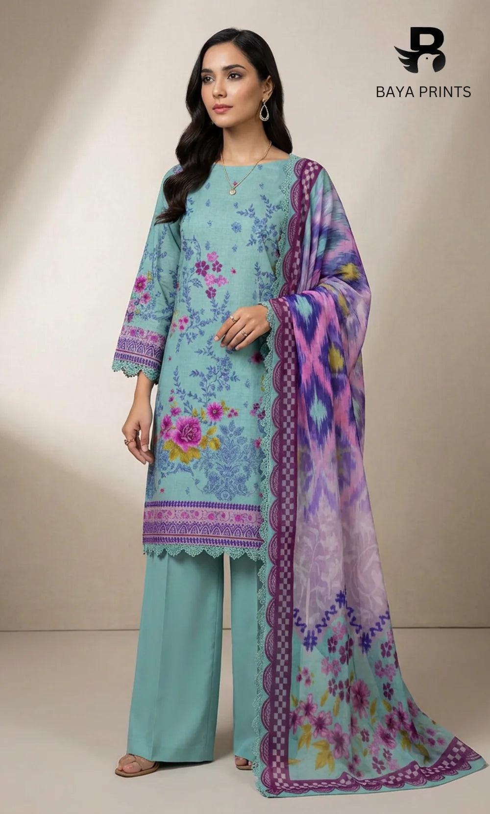3 Piece Unstitched Karandi Suit BA-V5 003