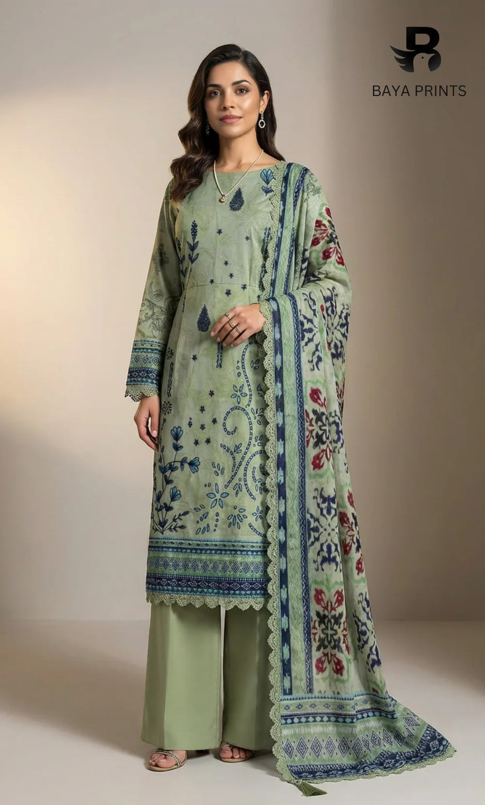 3 Piece Unstitched Karandi Suit BA-V5 001