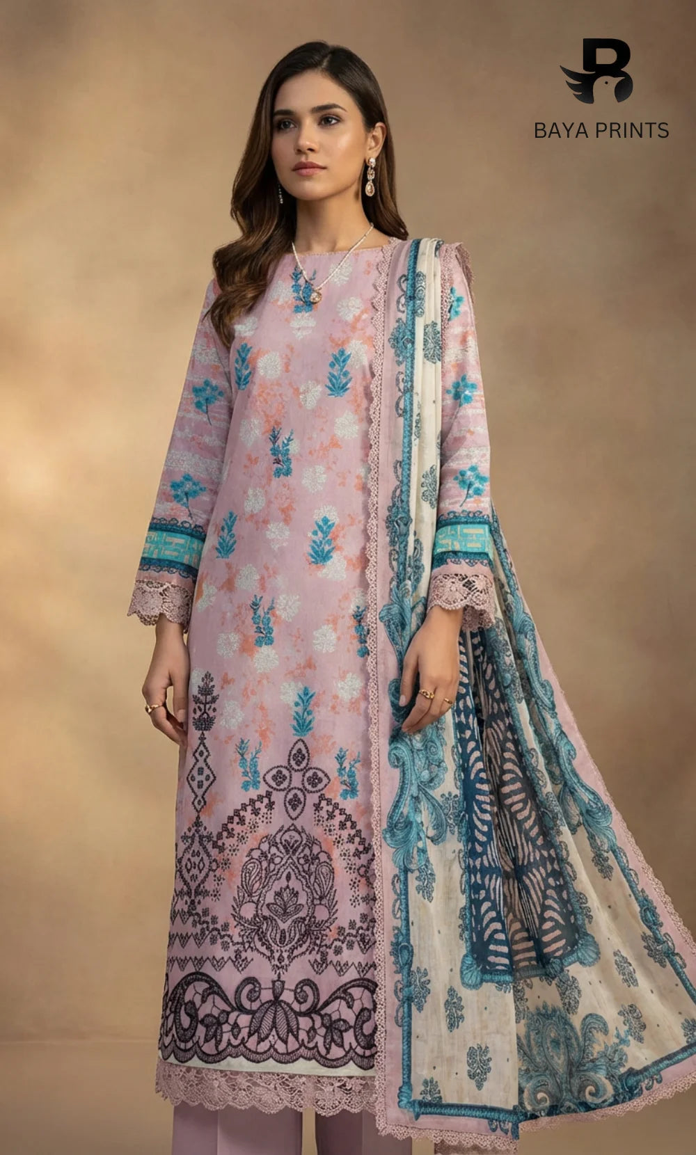 3 Piece Unstitched Karandi Suit BA-V5 002