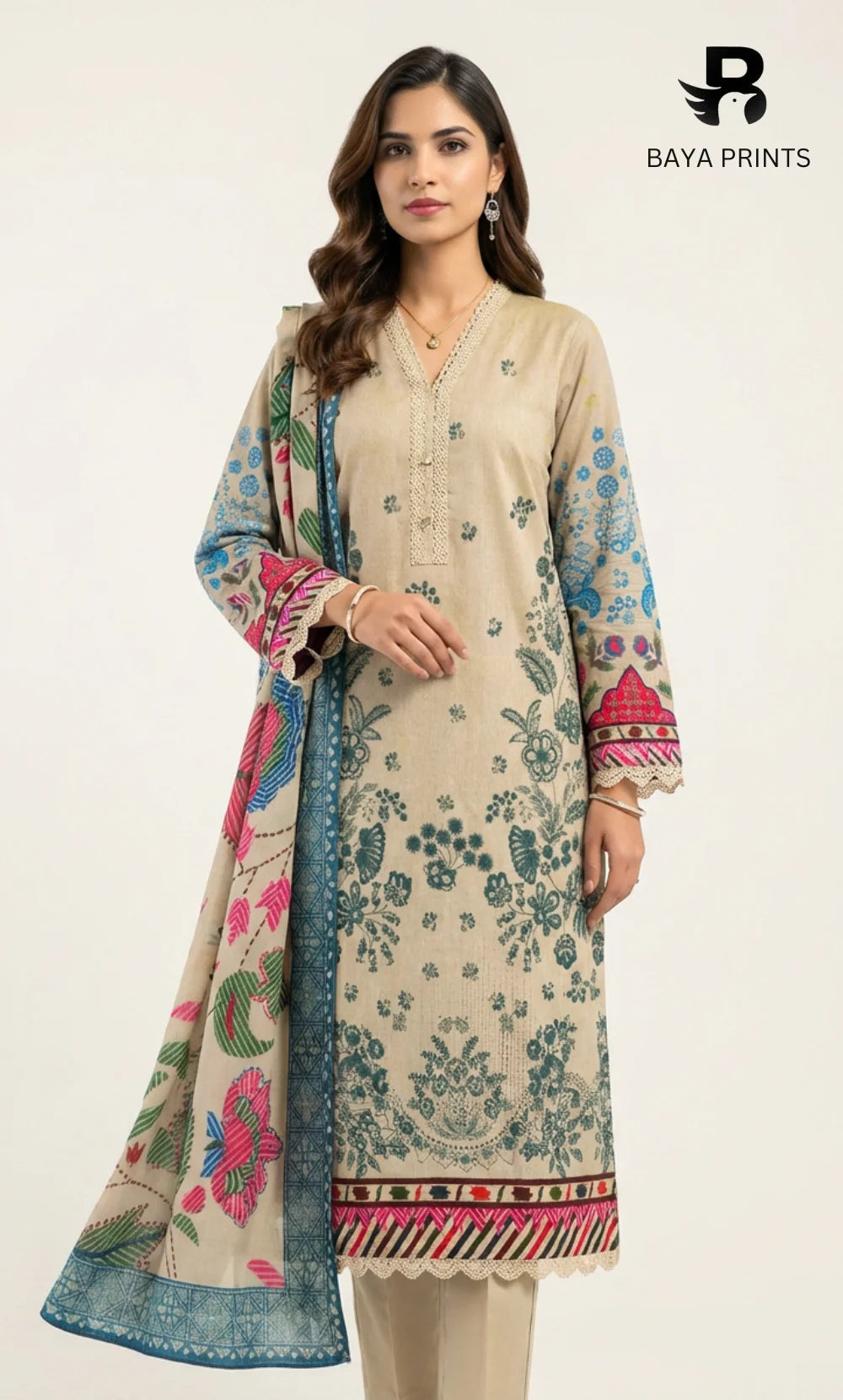 3 Piece Unstitched Karandi Suit BA-V5 004