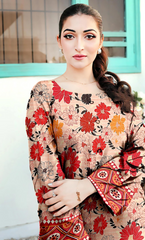 3 Piece Unstitched Printed  Dobby Lawn Suit -BA-V17-03