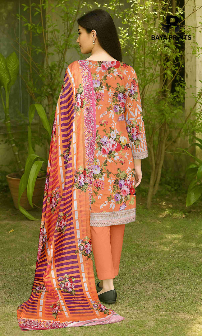 3 Piece Unstitched Printed Lawn Suit -BA-V32-3 Main Image