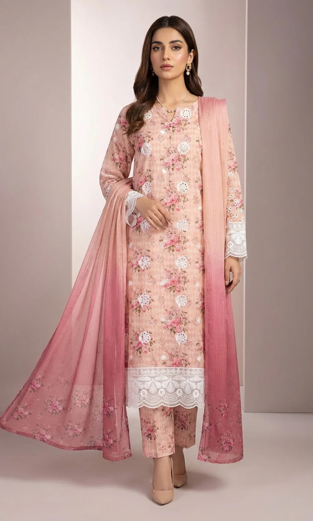 Vireza 3 Piece Unstitched Floral Embroidered Lawn Suit-03