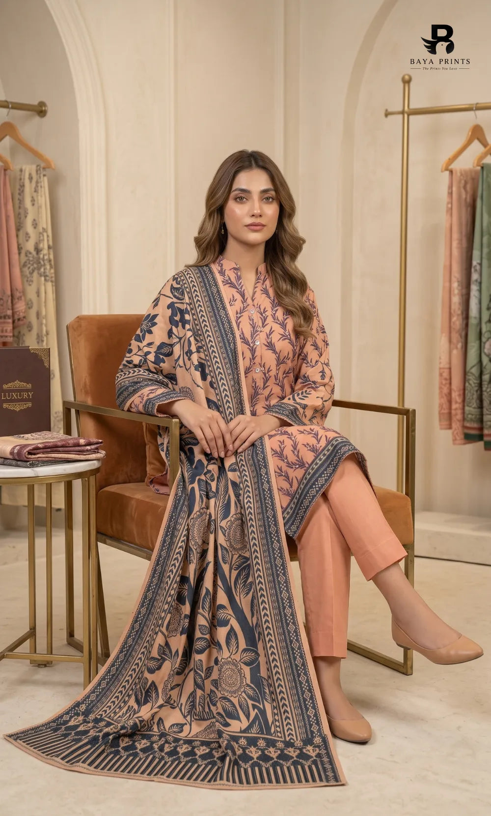 3PC Printed Karandi | Unstitched | BA-V1-03