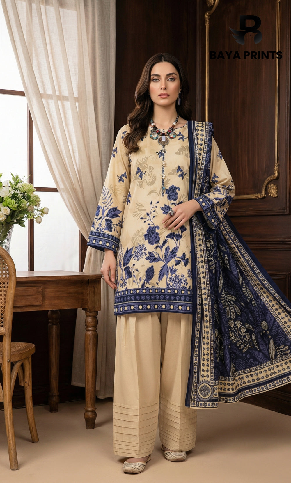 3 Piece Unstitched Lawn Suit -V-20-B-06