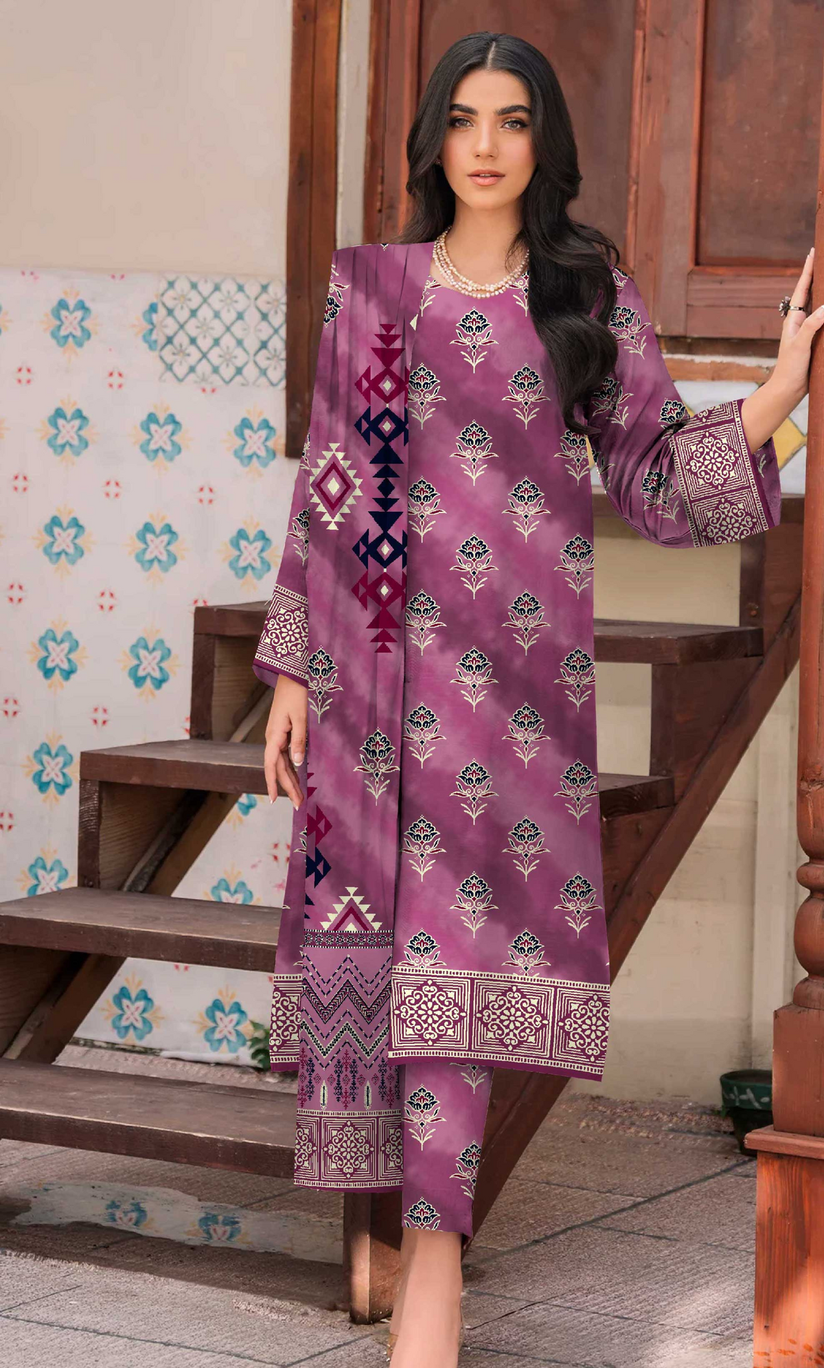 3 Piece Printed Unstitched Lawn Suit | BA-VOL-10-06