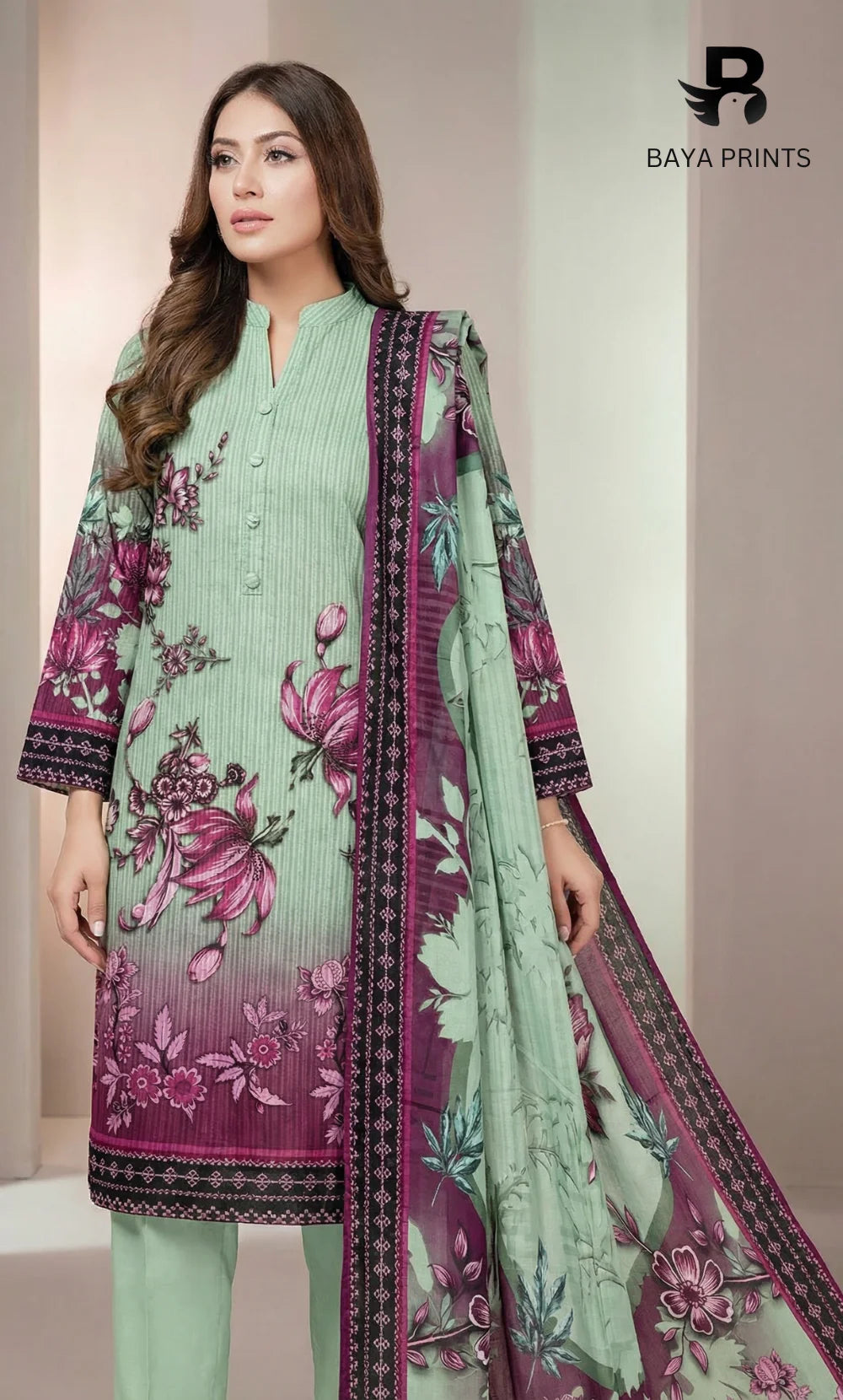 3PC Fine Line Woven Lawn -Unstitched | NK-V9-05