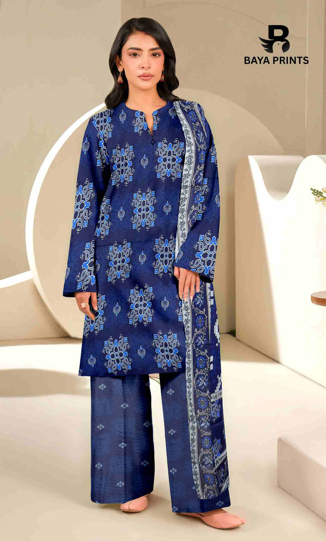 3 Piece Unstitched Printed Lawn Suit -BP-V24-4 Hover Image