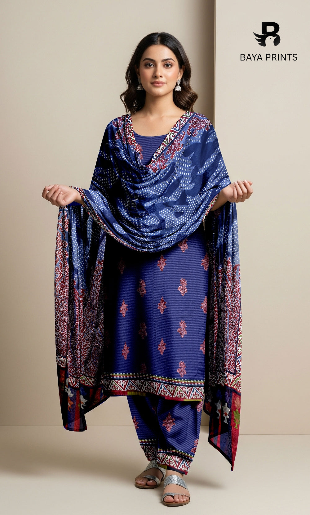 3 Piece Unstitched Printed Doria Viscose Suit with Bamber Dupatta BA-V7-014