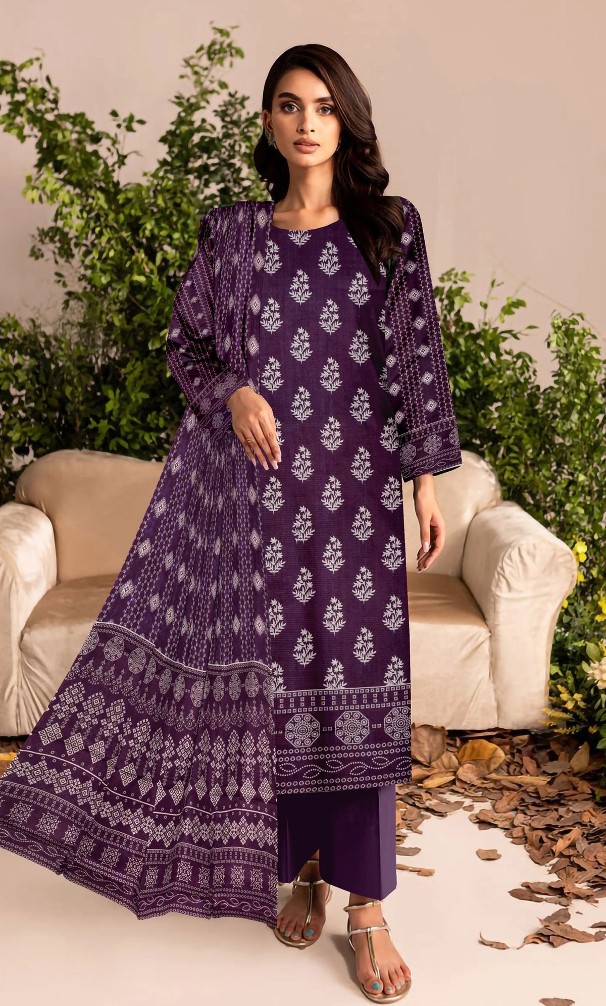 3PC Unstitched Printed Lawn Suit -BA-V14-04
