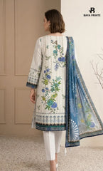 3PC Printed Lawn | Unstitched |  M.B