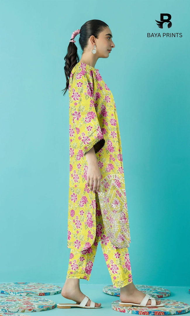 2-Piece Unstitched Dhanak Printed Suit with Embroidered Border-DE-V1-19 Main Image
