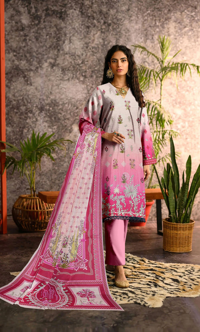 3 Piece Unstitched Premium Lawn Suit- PD-11 Hover Image