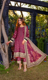 3 Piece Embroidered Unstitched Lawn Suit | NA-V18-04