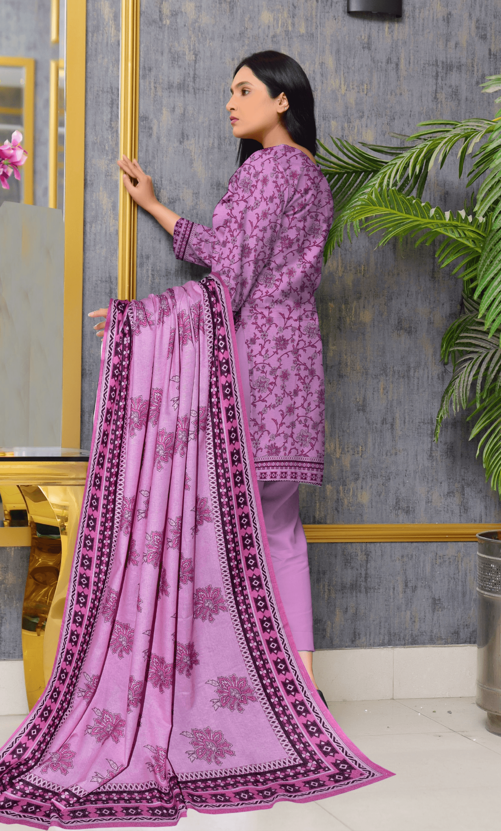 3 Piece Unstitched Karandi Suit -V1- 04