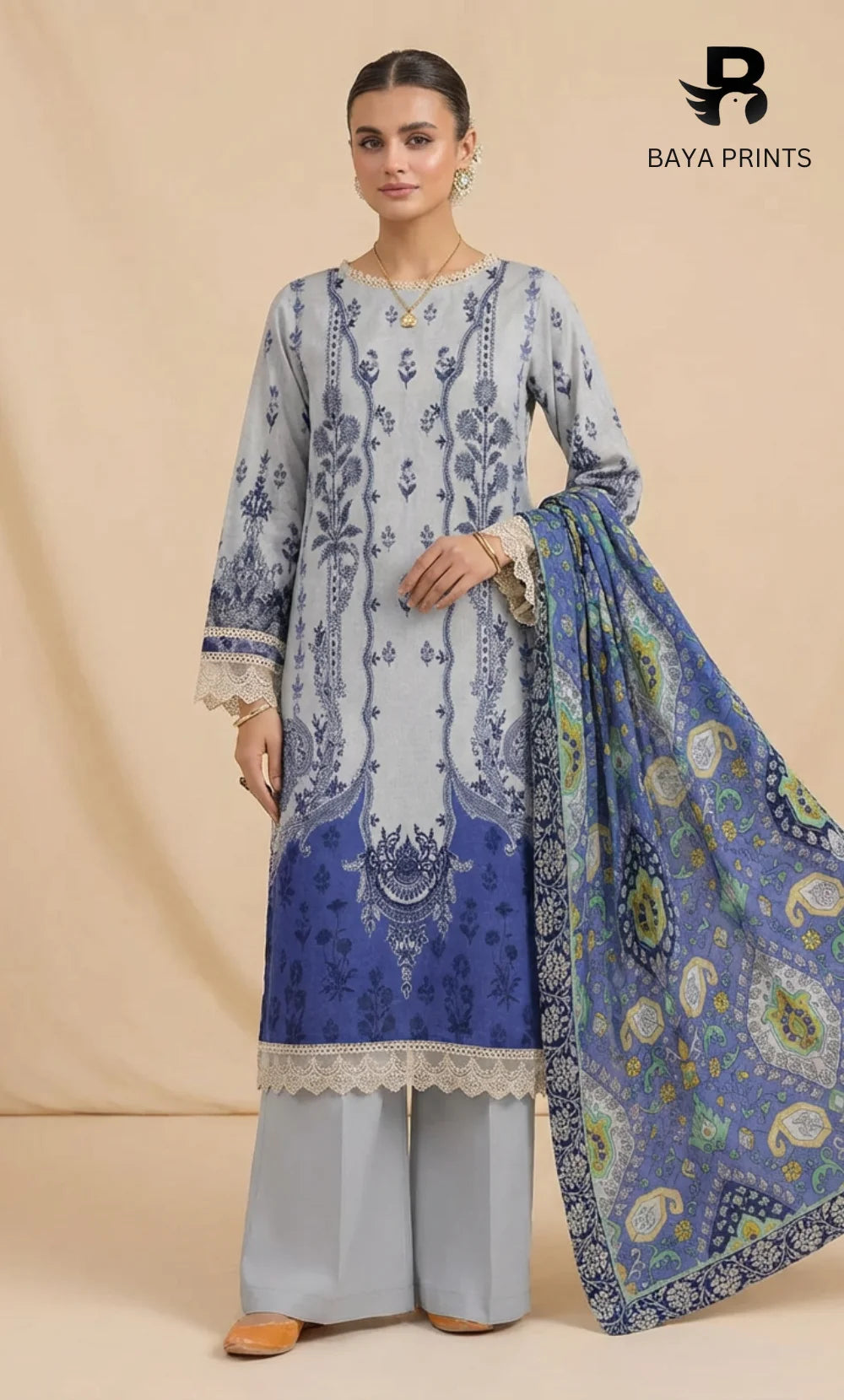 3 Piece Unstitched Karandi Suit BA-V6 001