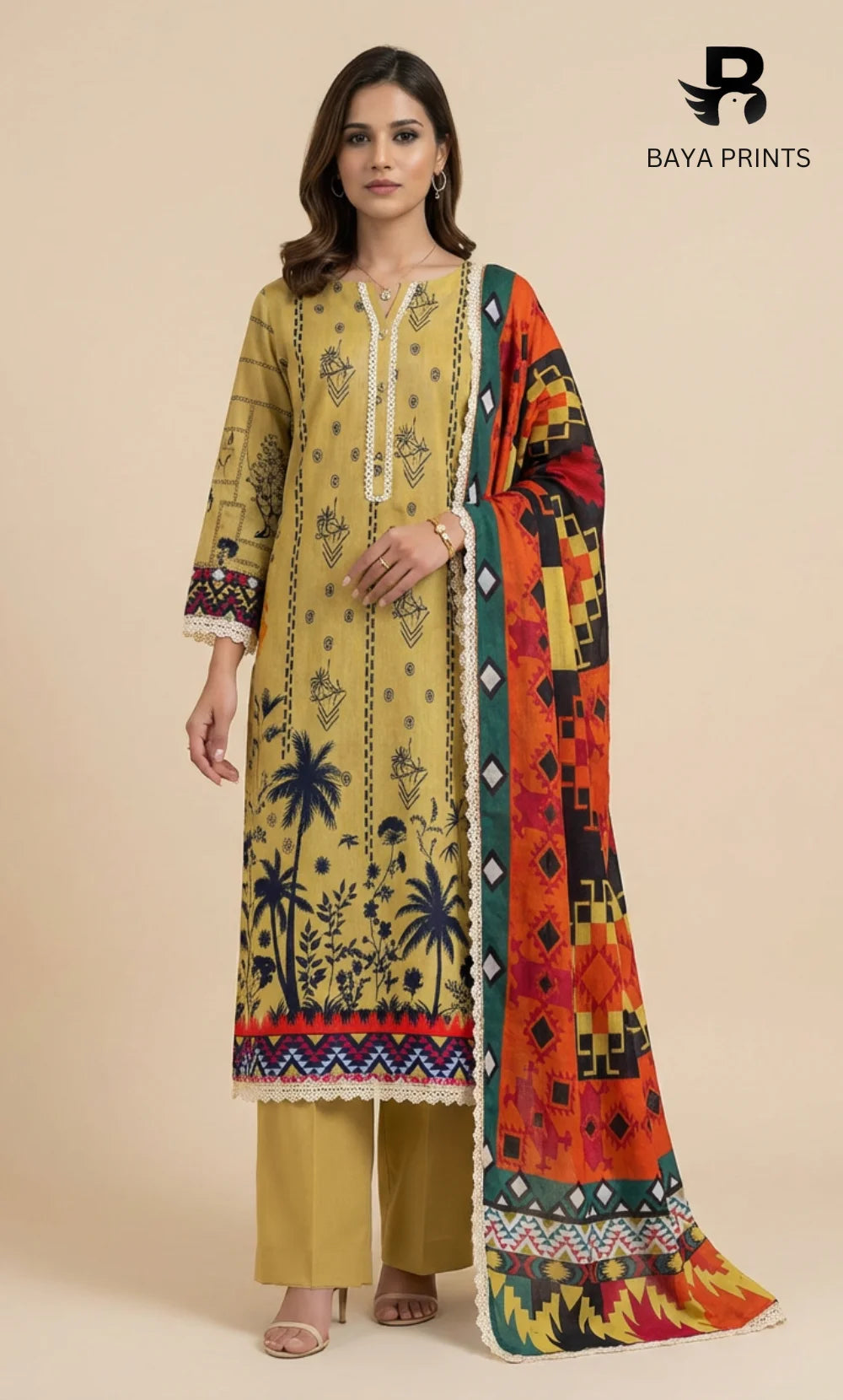 3 Piece Unstitched Karandi Suit BA-V5 008