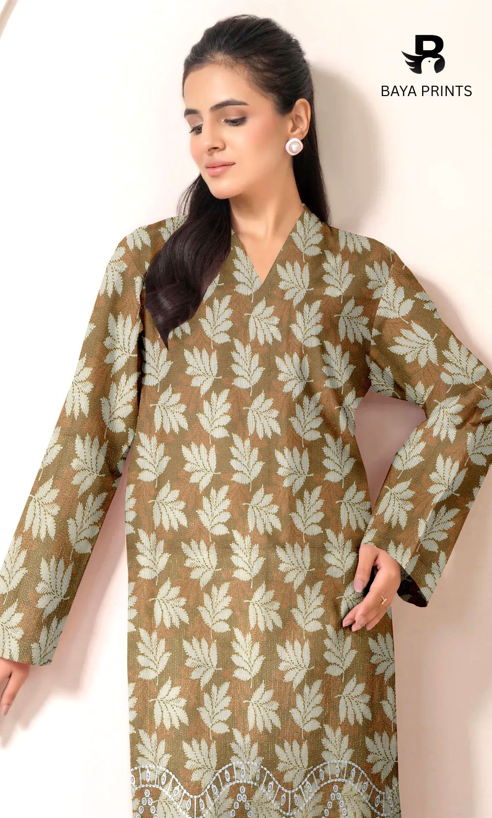 2-Piece Unstitched Dhanak Printed Suit with Embroidered Border-DE-V1-17