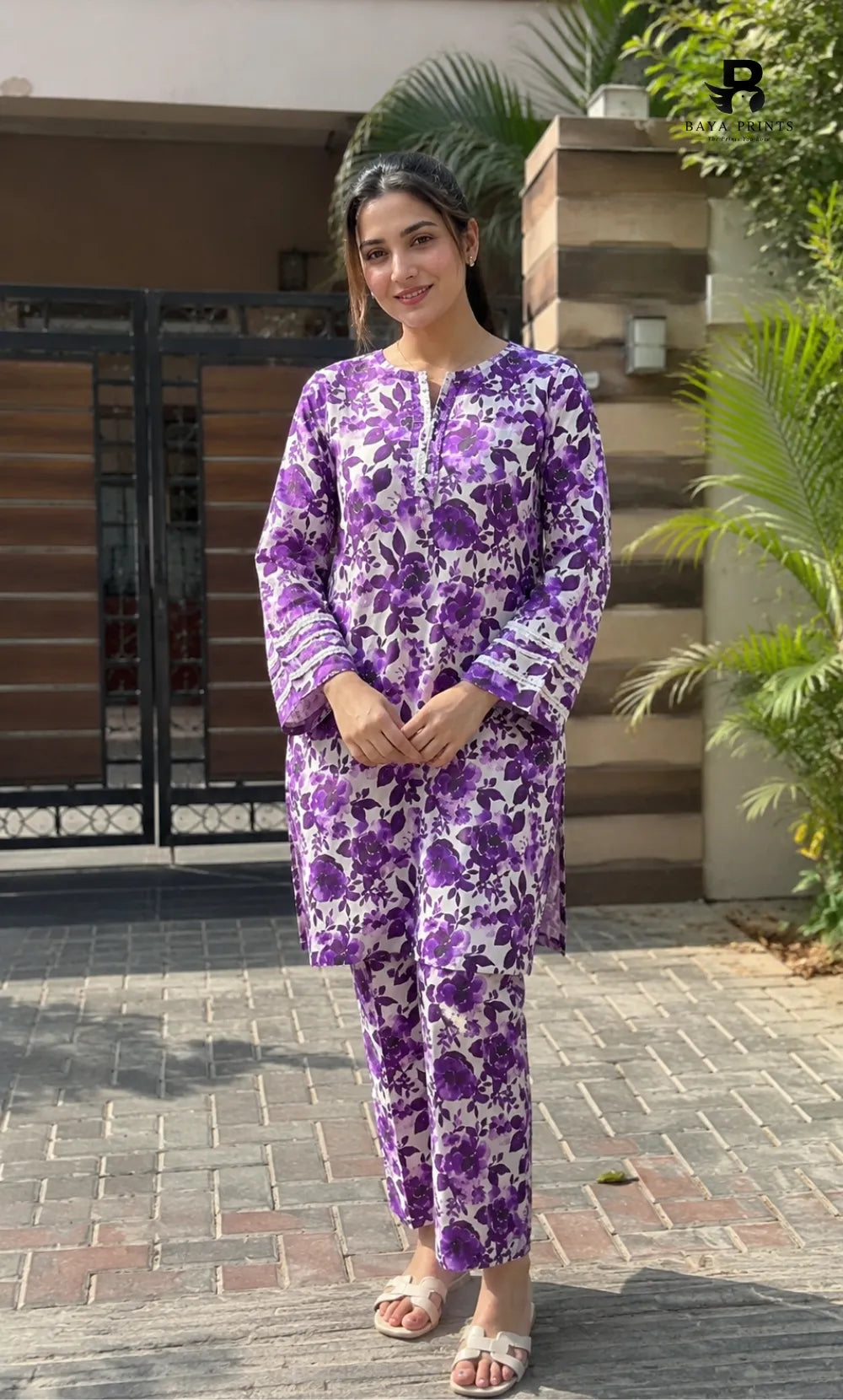2PC Unstitched Printed Lawn Suit – Orlina (5 Meters)