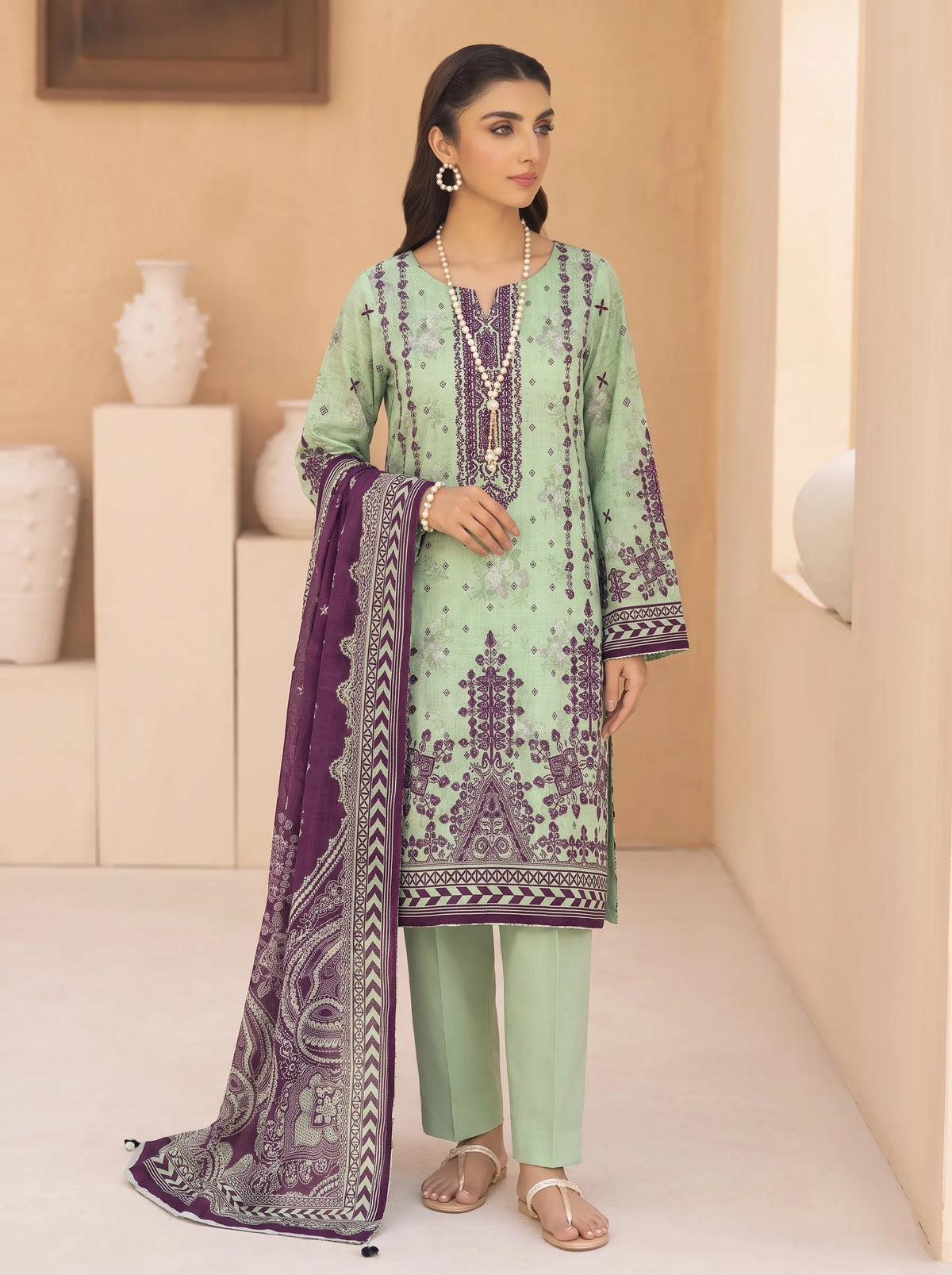 3PC Printed Karandi | Unstitched | BA-V4