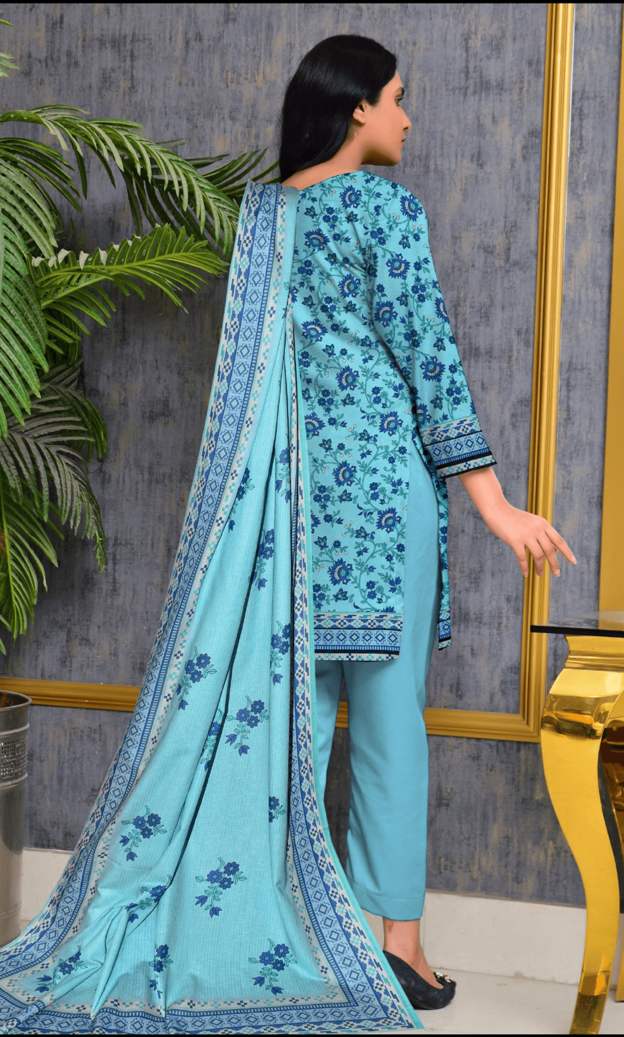 3 Piece Unstitched Karandi Suit -V1- 03