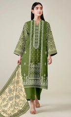 3 Piece Unstitched Printed Dobby Lawn Suit -BA-V19-11