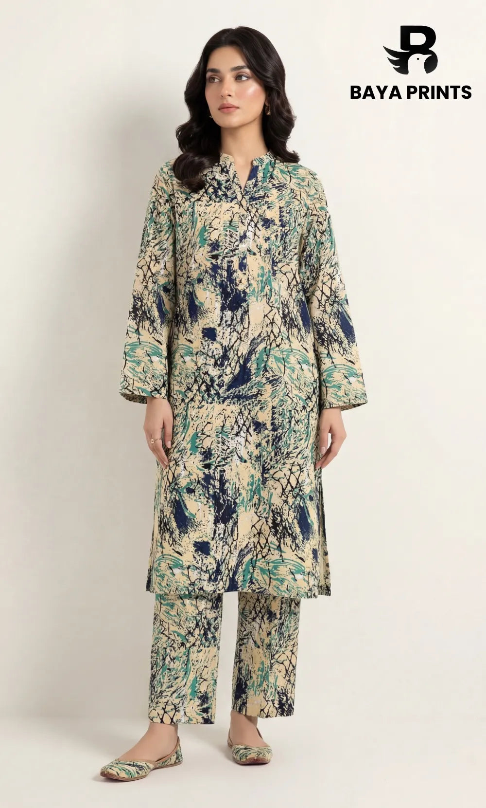 2PC Unstitched Printed Lawn Suit -Orlina