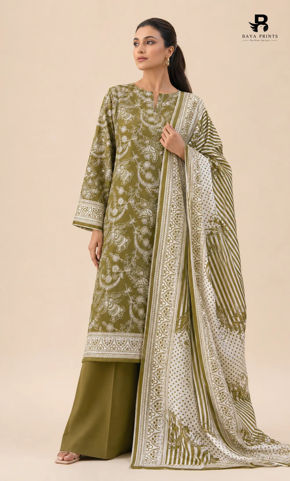 3PC Printed Linen | Unstitched | BA-V1-05