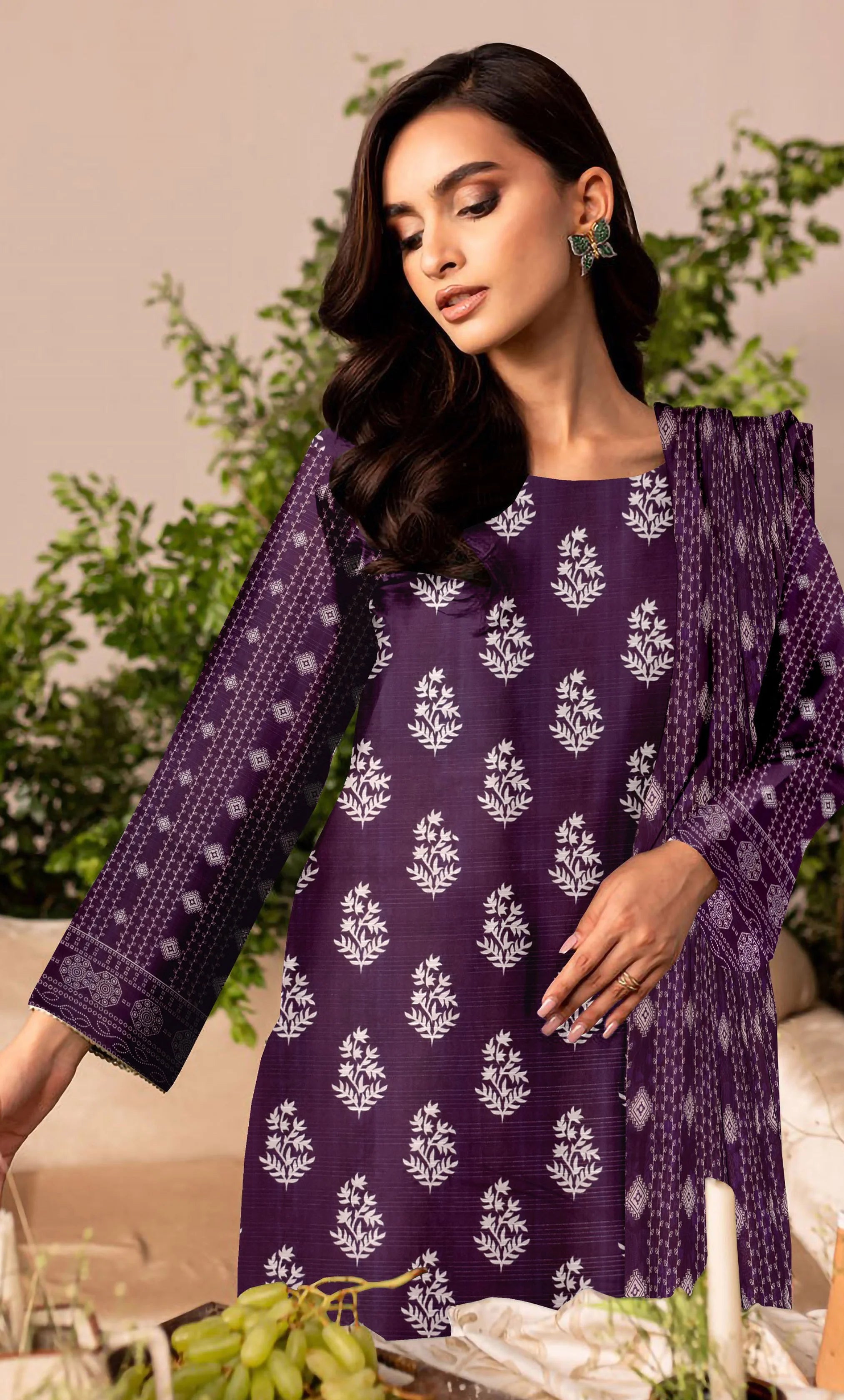 3PC Unstitched Printed Lawn Suit -BA-V14-04