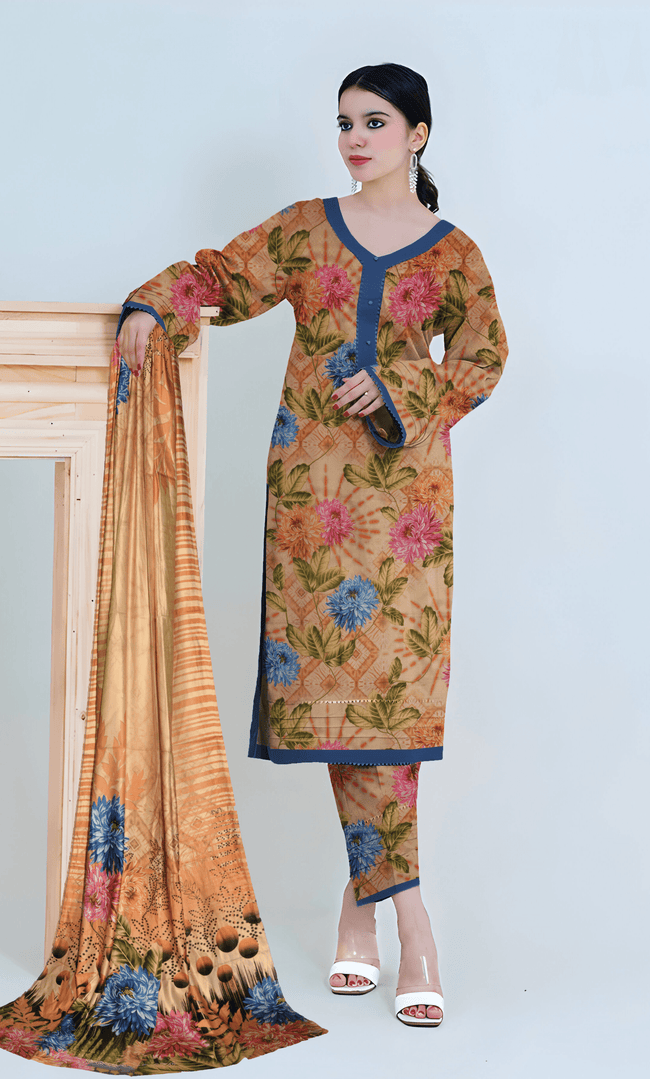 3PC Unstitched Soft Linen Self Jacquard DA-V1-10 Hover Image