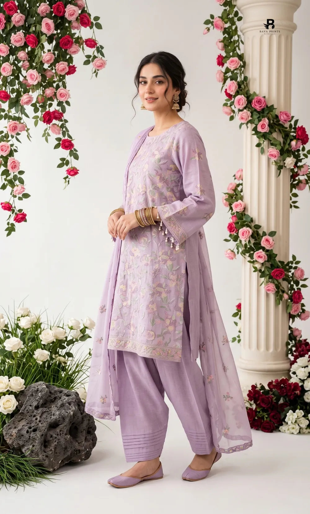 3PC Premium Embroidered Karandi | Unstitched | Nazakat - 02