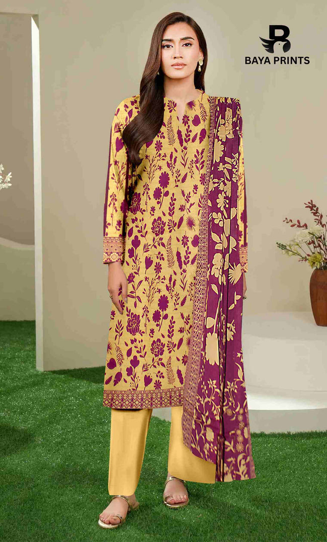 3 Piece Unstitched Printed Lawn Suit -BA-V28-4 Hover Image