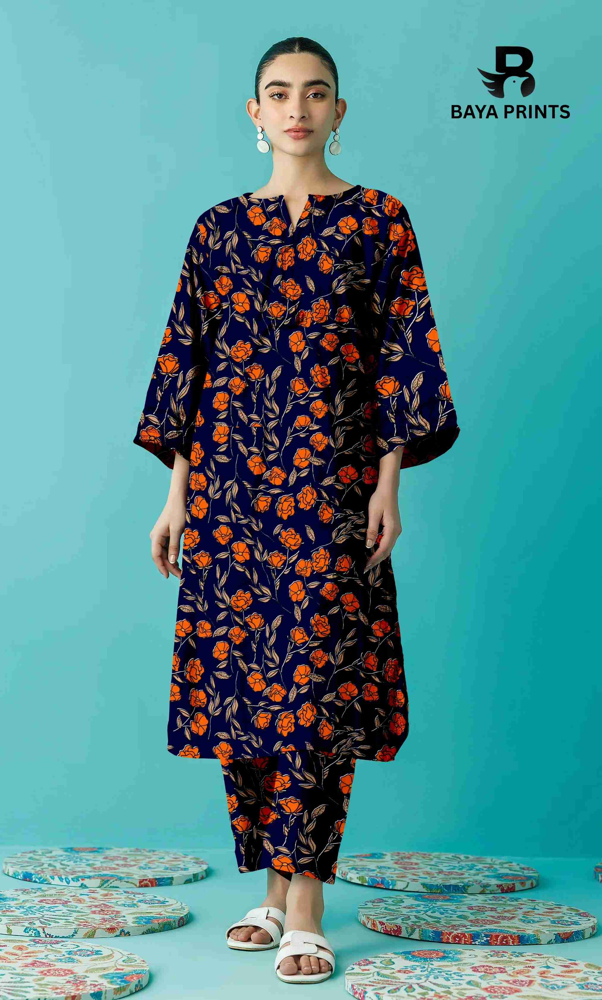 2PC Unstitched Printed Lawn Suit - BA-V7-30