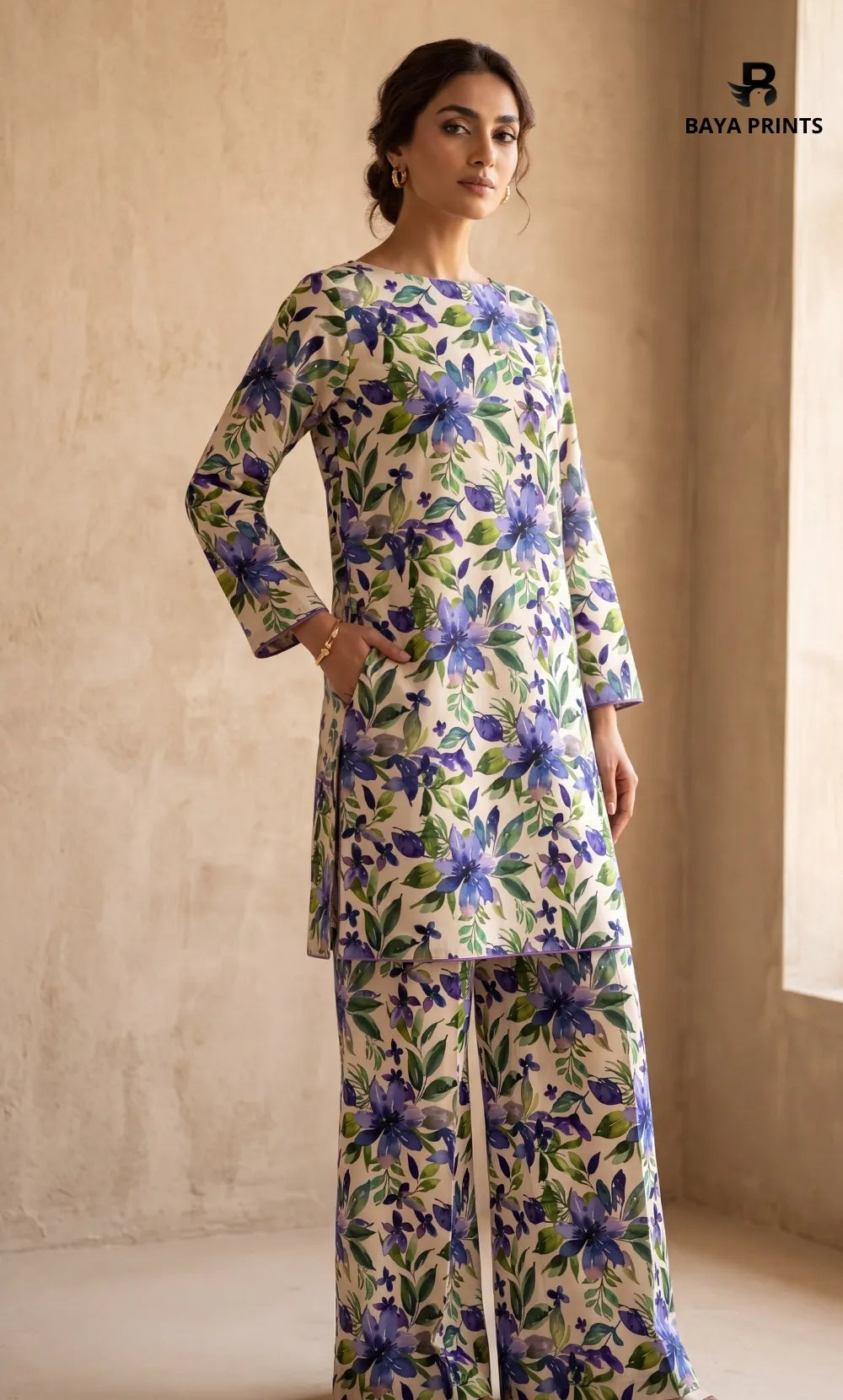 2PC Unstitched Printed Lawn Suit -Orlina