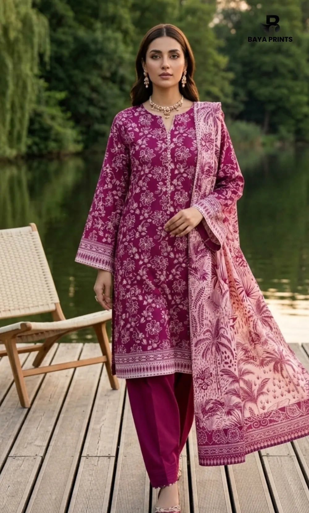 3PC Printed Lawn | Unstitched | BA-V25