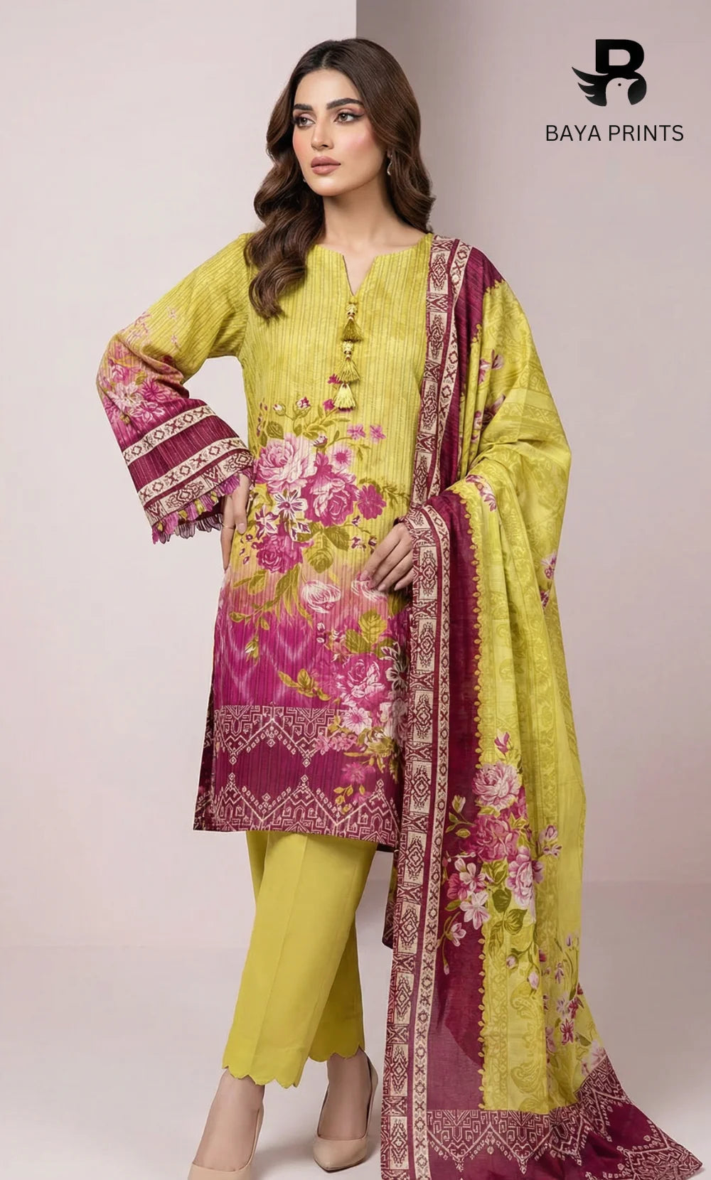 3PC Fine Line Woven Lawn -Unstitched | NK-V9-06