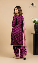 3 Piece Unstitched Printed Doria Viscose Suit with Bamber Dupatta BA-V7-002