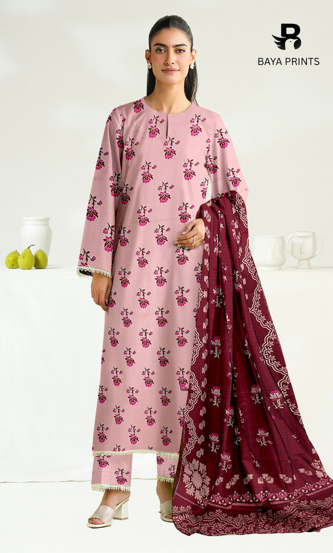 3 Piece Unstitched Printed Doria Linen  Suit  - BA-V3-007 Main Image