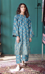 2-Piece Unstitched Dhanak Printed Suit with Embroidered Border-DE-V1-20